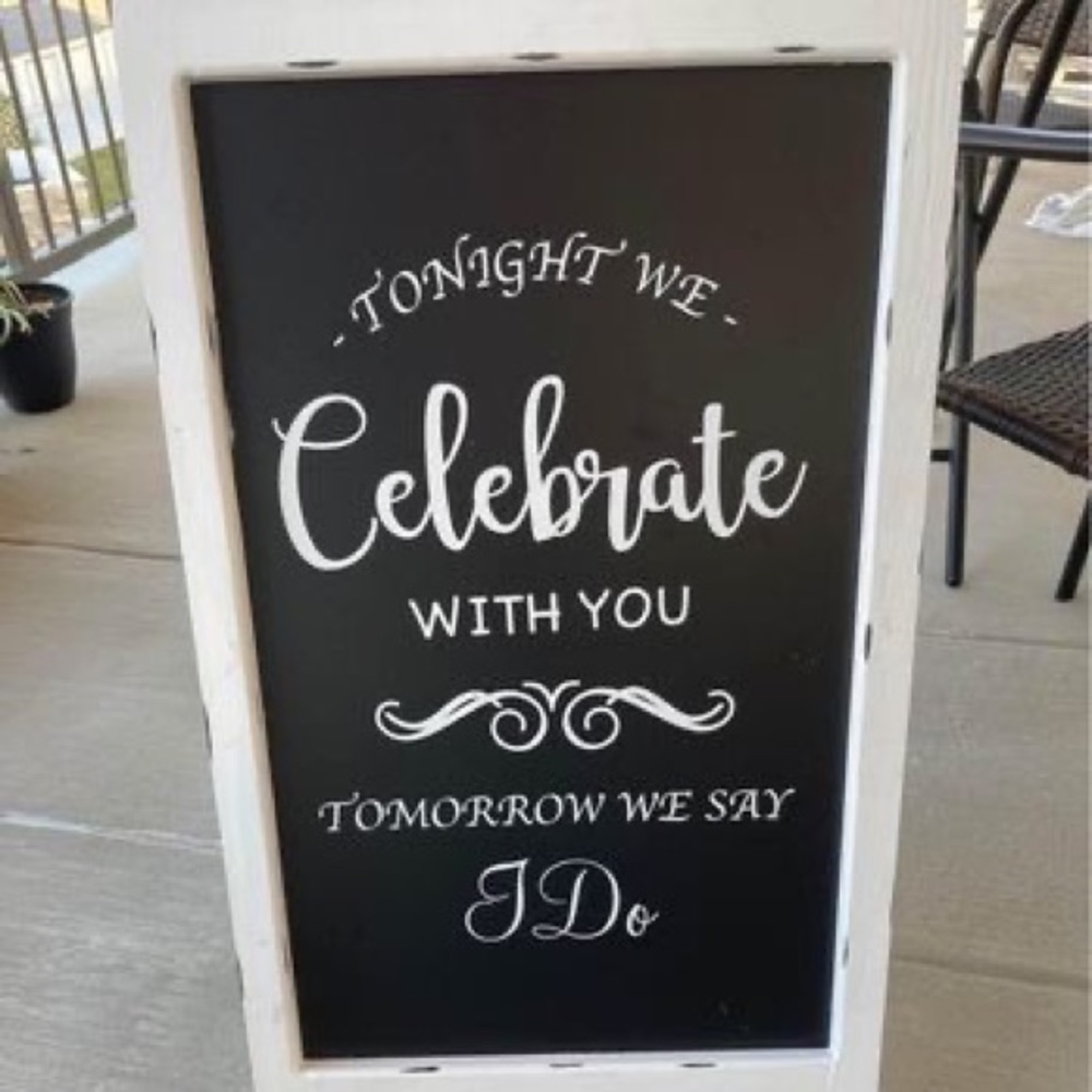 Decorative chalk board. Used for our wedding.